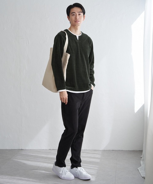 ikka(イッカ)の「カットコールキーネックフェイクプルオーバー(Tシャツ/カットソー・メンズ・ベージュ/ネイビー/カーキ/チャコール・M/L/XL/S)」の19枚目の写真