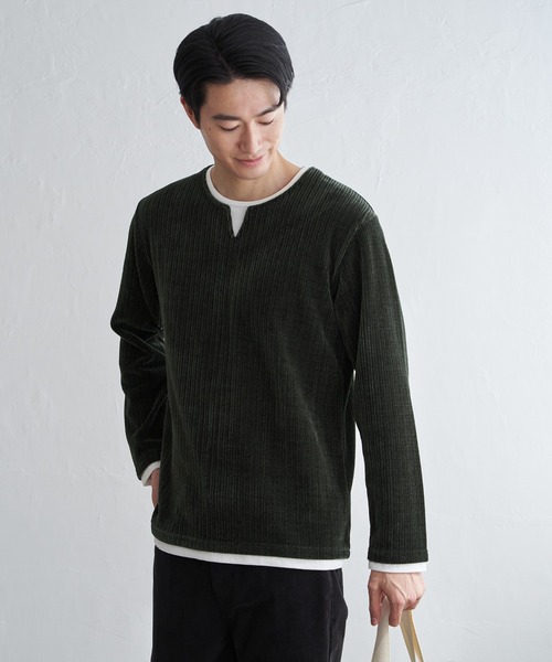 ikka(イッカ)の「カットコールキーネックフェイクプルオーバー(Tシャツ/カットソー・メンズ・ベージュ/ネイビー/カーキ/チャコール・M/L/XL/S)」の21枚目の写真