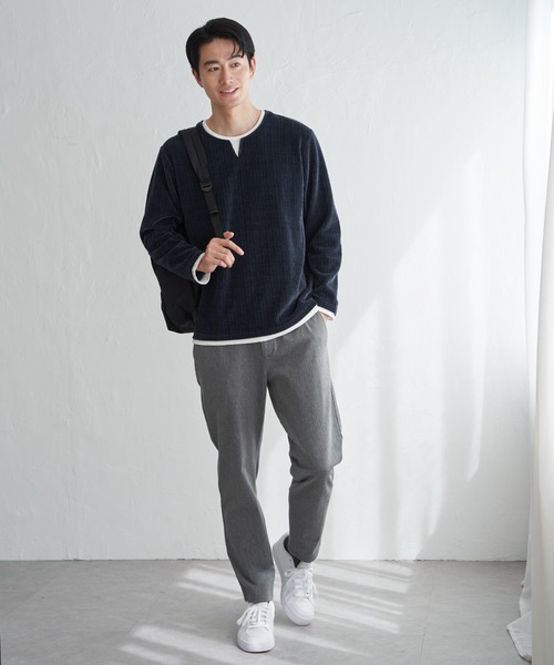 ikka(イッカ)の「カットコールキーネックフェイクプルオーバー(Tシャツ/カットソー・メンズ・ベージュ/ネイビー/カーキ/チャコール・M/L/XL/S)」の22枚目の写真