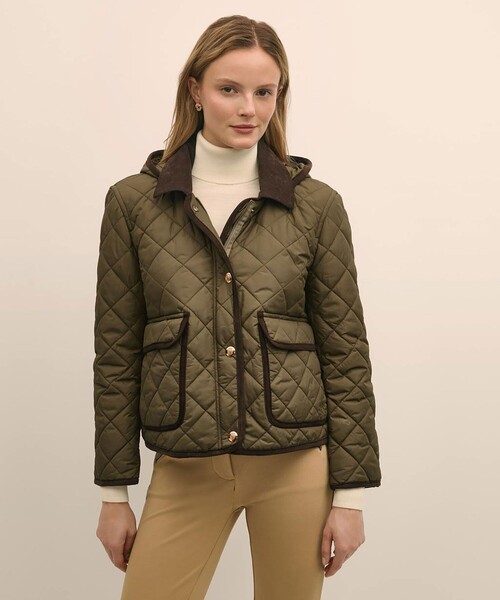 BROOKS BROTHERS(ブルックスブラザーズ)の「ナイロンタフタ キルティング フーデッドジャケット(その他アウター・レディース・オリーブ・LARGE/MEDIUM/SMALL/X-SMALL)」の2枚目の写真