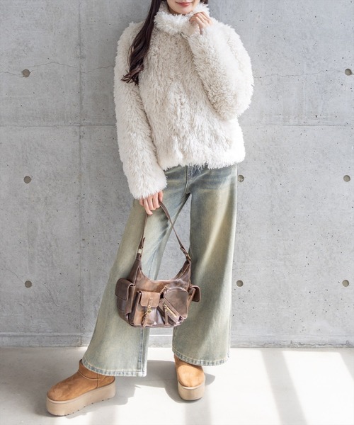 clear（クリア）の「プードルファージャケット［大人 カジュアル 着回し力抜群］≪AW新作≫（その他アウター・レディース・ベージュ/アイボリー・F）」の3枚目の写真