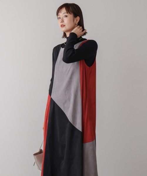 Bou Jeloud(ブージュルード)の「カラーブロックシルエットワンピース(Tシャツ/カットソー・レディース・グリーン/オレンジ・38)」の5枚目の写真