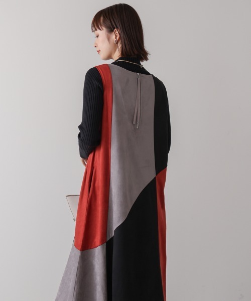 Bou Jeloud(ブージュルード)の「カラーブロックシルエットワンピース(Tシャツ/カットソー・レディース・グリーン/オレンジ・38)」の7枚目の写真