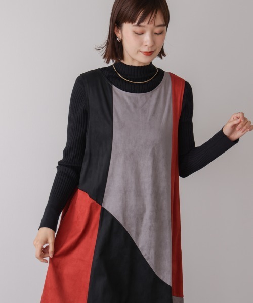 Bou Jeloud(ブージュルード)の「カラーブロックシルエットワンピース(Tシャツ/カットソー・レディース・グリーン/オレンジ・38)」の8枚目の写真