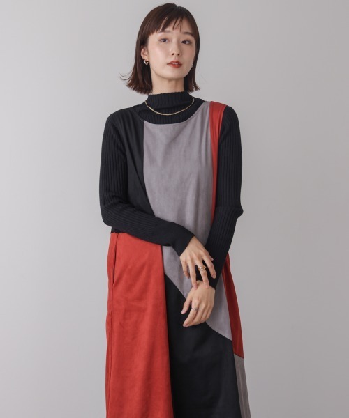 Bou Jeloud(ブージュルード)の「カラーブロックシルエットワンピース(Tシャツ/カットソー・レディース・グリーン/オレンジ・38)」の9枚目の写真