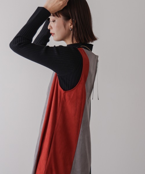Bou Jeloud(ブージュルード)の「カラーブロックシルエットワンピース(Tシャツ/カットソー・レディース・グリーン/オレンジ・38)」の10枚目の写真