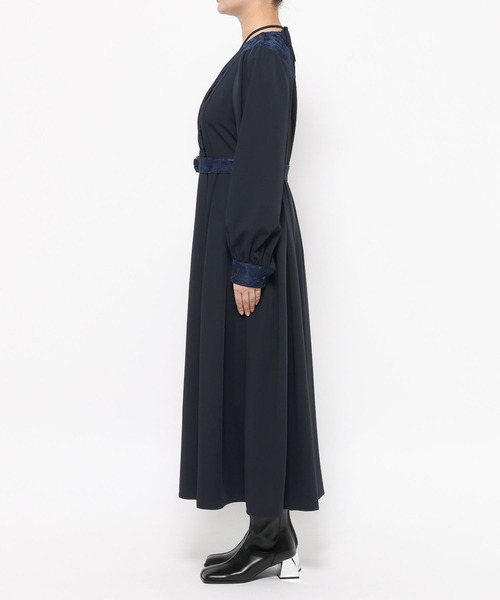 HARE（ハレ）の「ジャガードキリカエカシュクールワンピース(HARE)（ワンピース・レディース・グレー/ブラック/ネイビー・FREE）」の4枚目の写真