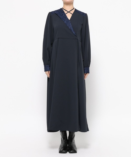 HARE（ハレ）の「ジャガードキリカエカシュクールワンピース(HARE)（ワンピース・レディース・グレー/ブラック/ネイビー・FREE）」の10枚目の写真