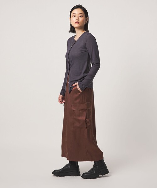 A DAY IN THE LIFE UNITED ARROWS(アデイインザライフユナイテッドアローズ)の「サテン カーゴスカート ‐ウォッシャブル‐<A DAY IN THE LIFE>(スカート・レディース・ブラウン系/ブラック/オリーブ・FREE)」の5枚目の写真