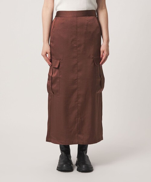 A DAY IN THE LIFE UNITED ARROWS(アデイインザライフユナイテッドアローズ)の「サテン カーゴスカート ‐ウォッシャブル‐<A DAY IN THE LIFE>(スカート・レディース・ブラウン系/ブラック/オリーブ・FREE)」の6枚目の写真