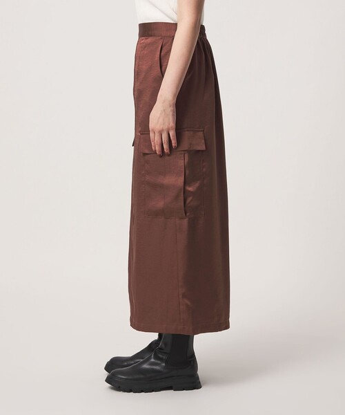 A DAY IN THE LIFE UNITED ARROWS(アデイインザライフユナイテッドアローズ)の「サテン カーゴスカート ‐ウォッシャブル‐<A DAY IN THE LIFE>(スカート・レディース・ブラウン系/ブラック/オリーブ・FREE)」の7枚目の写真