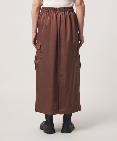 A DAY IN THE LIFE UNITED ARROWS(アデイインザライフユナイテッドアローズ)の「サテン カーゴスカート ‐ウォッシャブル‐<A DAY IN THE LIFE>(スカート・レディース・ブラウン系/ブラック/オリーブ・FREE)」の8枚目の写真