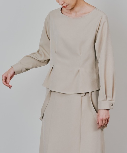 TEVALT（ヴァレット）の「ウエストタックウールライクツイルトップス（その他トップス・レディース・ライトベージュ/ブラック/グレー・38）」の3枚目の写真