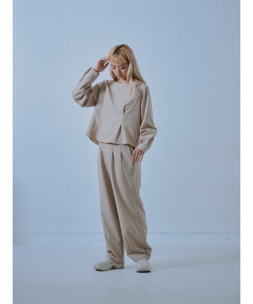 TEVALT（ヴァレット）の「ウエストタックウールライクツイルトップス（その他トップス・レディース・ライトベージュ/ブラック/グレー・38）」の6枚目の写真