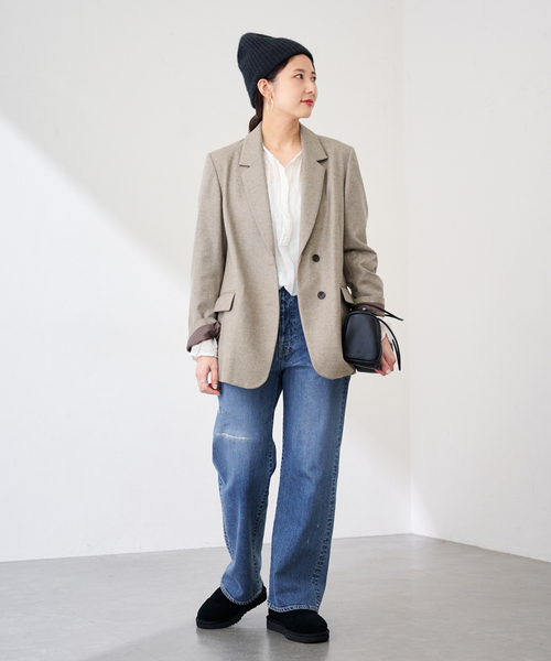 美品★マドモアゼルノンノン MOON社 カシミヤ混 テーラードジャケット カシミヤ混フラノテーラードジャケット（その他アウター）｜FRAMeWORK