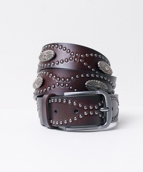セール】【Gl】レザー コンチョスタッズベルト 33mm（ベルト