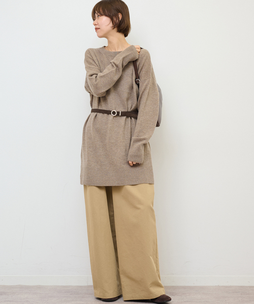 セール】ウールカシミヤミックスチュニックプルオーバー（ニット