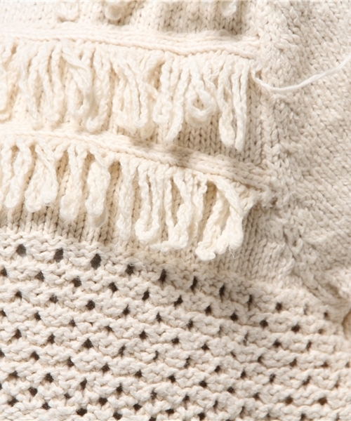 mystic（ミスティック）の「【mystic】レース編みフリンジニットプルオーバー（ニット/セーター・レディース・ブラック/ベージュ/オフホワイト・ﾌﾘ-）」の10枚目の写真