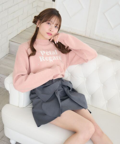 ems excite(エムズエキサイト)の「ビジュー付きロゴNTPO(ニット/セーター・レディース・ピンク/ダークグレー/ナチュラル・FREE)」の21枚目の写真