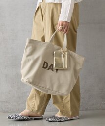 キャンバスフロッキーロゴトートバッグ