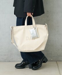 キャンバスフロッキーロゴトートバッグ