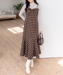 CLEAR BASIC | 【低身長用サイズ有】チェックリボンキャミワンピース[着回し力抜群 ガーリー ロング]≪AW新作≫(ワンピース)