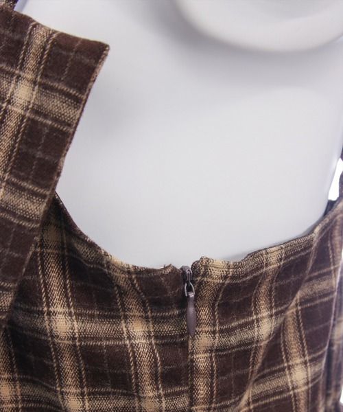 CLEAR BASIC（クリアベーシック）の「【低身長用サイズ有】チェックリボンキャミワンピース[着回し力抜群 ガーリー ロング]≪AW新作≫（ワンピース・レディース・ブラック/ブラウン・F/PF）」の14枚目の写真