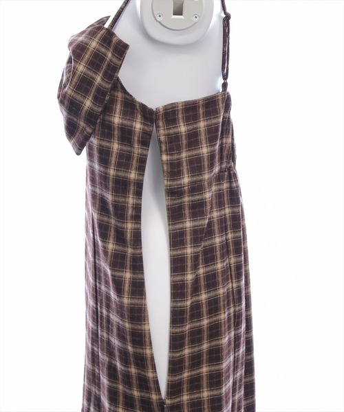 CLEAR BASIC（クリアベーシック）の「【低身長用サイズ有】チェックリボンキャミワンピース[着回し力抜群 ガーリー ロング]≪AW新作≫（ワンピース・レディース・ブラック/ブラウン・F/PF）」の15枚目の写真