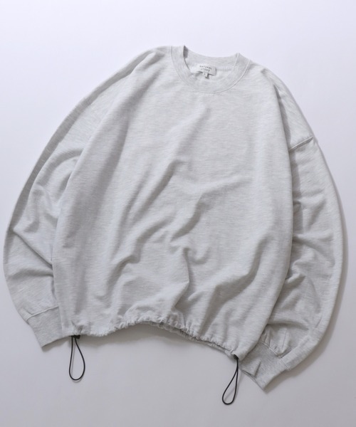 SITRY（シトリー）の「Drawstring Mini French Terry Sweat Shirt/無地 カットデニム カモフラ柄 ドローコード オーバーサイズ ミニ裏毛 トレーナー スウェット レディース メンズ（スウェット・メンズ・グリーン系その他/ブルー系その他/ブラウン系その他/ブラック系その他/スミクロ/オートミール・M/LL/L）」の5枚目の写真