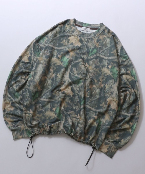 SITRY（シトリー）の「Drawstring Mini French Terry Sweat Shirt/無地 カットデニム カモフラ柄 ドローコード オーバーサイズ ミニ裏毛 トレーナー スウェット レディース メンズ（スウェット・メンズ・グリーン系その他/ブルー系その他/ブラウン系その他/ブラック系その他/スミクロ/オートミール・M/LL/L）」の4枚目の写真