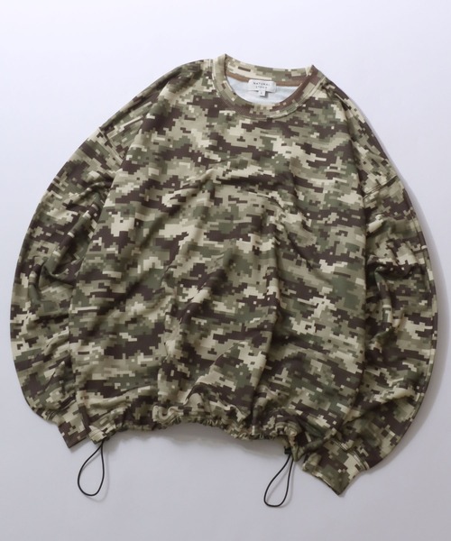 SITRY（シトリー）の「Drawstring Mini French Terry Sweat Shirt/無地 カットデニム カモフラ柄 ドローコード オーバーサイズ ミニ裏毛 トレーナー スウェット レディース メンズ（スウェット・メンズ・グリーン系その他/ブルー系その他/ブラウン系その他/ブラック系その他/スミクロ/オートミール・M/LL/L）」の6枚目の写真