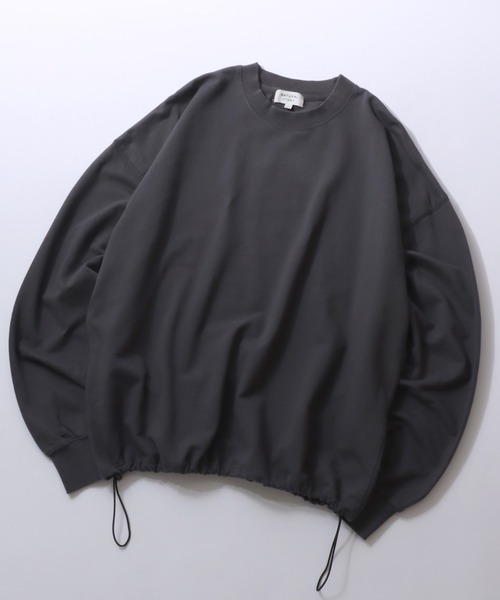 SITRY（シトリー）の「Drawstring Mini French Terry Sweat Shirt/無地 カットデニム カモフラ柄 ドローコード オーバーサイズ ミニ裏毛 トレーナー スウェット レディース メンズ（スウェット・メンズ・グリーン系その他/ブルー系その他/ブラウン系その他/ブラック系その他/スミクロ/オートミール・M/LL/L）」の3枚目の写真