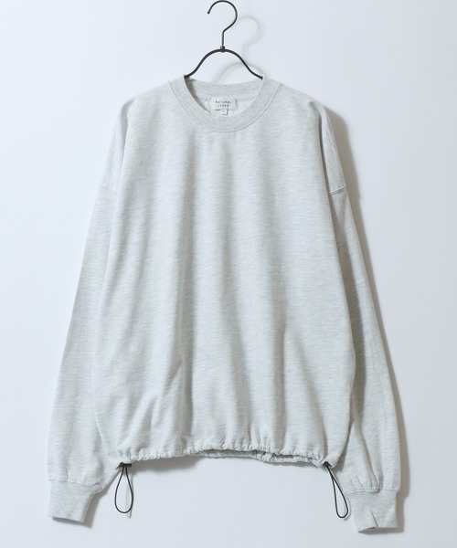SITRY（シトリー）の「Drawstring Mini French Terry Sweat Shirt/無地 カットデニム カモフラ柄 ドローコード オーバーサイズ ミニ裏毛 トレーナー スウェット レディース メンズ（スウェット・メンズ・グリーン系その他/ブルー系その他/ブラウン系その他/ブラック系その他/スミクロ/オートミール・M/LL/L）」の8枚目の写真