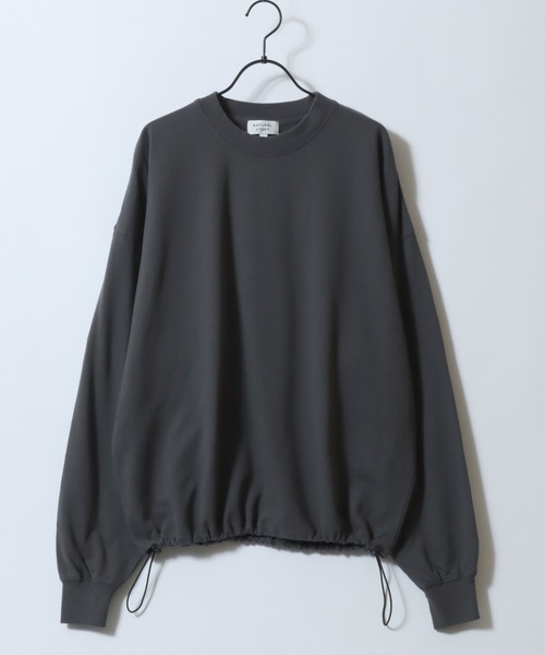 SITRY（シトリー）の「Drawstring Mini French Terry Sweat Shirt/無地 カットデニム カモフラ柄 ドローコード オーバーサイズ ミニ裏毛 トレーナー スウェット レディース メンズ（スウェット・メンズ・グリーン系その他/ブルー系その他/ブラウン系その他/ブラック系その他/スミクロ/オートミール・M/LL/L）」の7枚目の写真