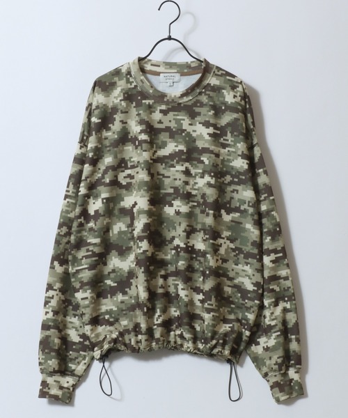 SITRY（シトリー）の「Drawstring Mini French Terry Sweat Shirt/無地 カットデニム カモフラ柄 ドローコード オーバーサイズ ミニ裏毛 トレーナー スウェット レディース メンズ（スウェット・メンズ・グリーン系その他/ブルー系その他/ブラウン系その他/ブラック系その他/スミクロ/オートミール・M/LL/L）」の12枚目の写真