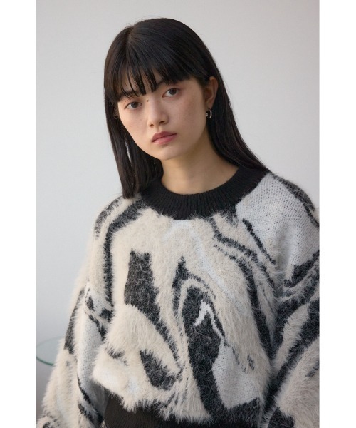 AZUL by moussy(アズールバイマウジー)の「アソートパターンクルーネックニット(ニット/セーター・レディース・ブラウン系その他/ホワイト系その他・FREE)」の5枚目の写真