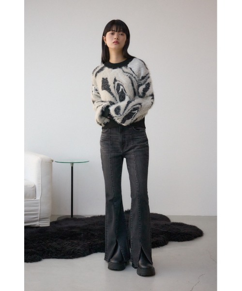 AZUL by moussy(アズールバイマウジー)の「アソートパターンクルーネックニット(ニット/セーター・レディース・ブラウン系その他/ホワイト系その他・FREE)」の6枚目の写真