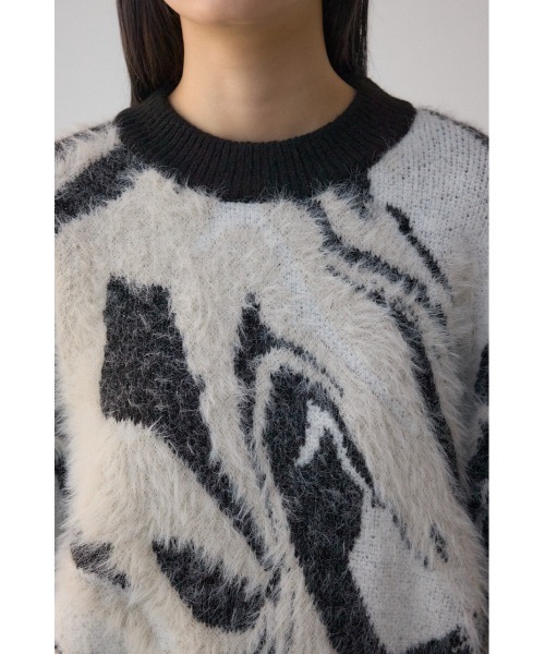 AZUL by moussy(アズールバイマウジー)の「アソートパターンクルーネックニット(ニット/セーター・レディース・ブラウン系その他/ホワイト系その他・FREE)」の10枚目の写真