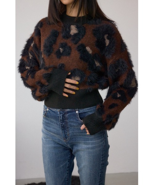 AZUL by moussy(アズールバイマウジー)の「アソートパターンクルーネックニット(ニット/セーター・レディース・ブラウン系その他/ホワイト系その他・FREE)」の14枚目の写真
