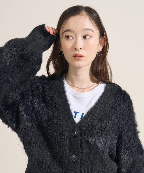 FREAK'S STORE(フリークスストア)の「ミックスヤーン ワントーンニットカーディガン(カーディガン/ボレロ・レディース・ブラック/グレー/オフホワイト・フリ-)」の4枚目の写真
