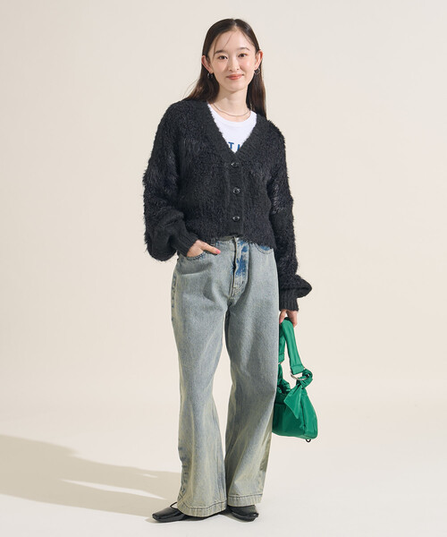 FREAK'S STORE(フリークスストア)の「ミックスヤーン ワントーンニットカーディガン(カーディガン/ボレロ・レディース・ブラック/グレー/オフホワイト・フリ-)」の5枚目の写真