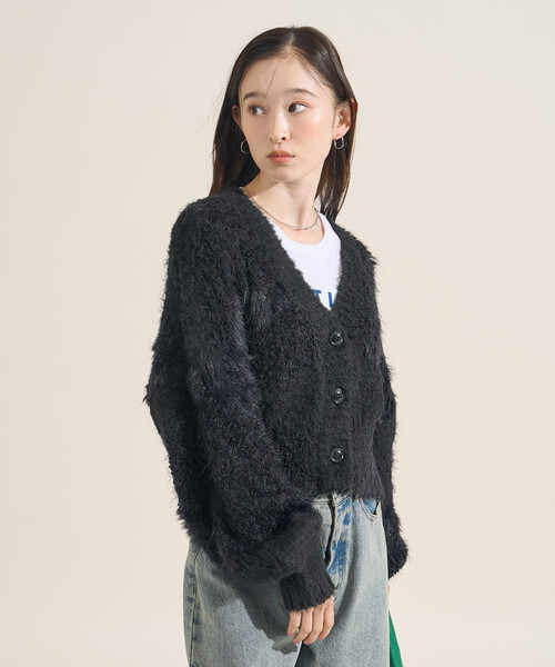 FREAK'S STORE(フリークスストア)の「ミックスヤーン ワントーンニットカーディガン(カーディガン/ボレロ・レディース・ブラック/グレー/オフホワイト・フリ-)」の9枚目の写真