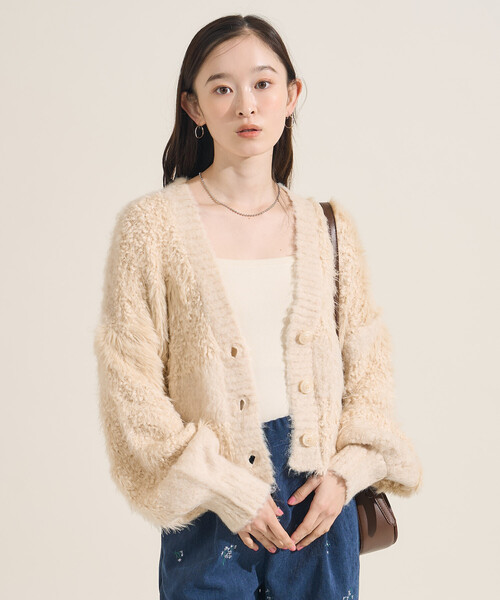 FREAK'S STORE(フリークスストア)の「ミックスヤーン ワントーンニットカーディガン(カーディガン/ボレロ・レディース・ブラック/グレー/オフホワイト・フリ-)」の22枚目の写真