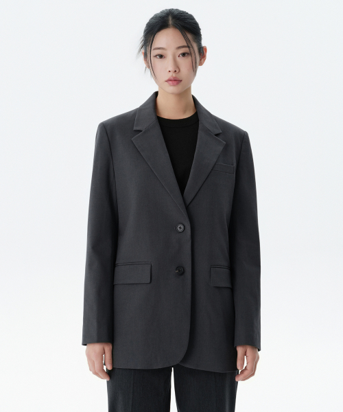 MUSINSA STANDARD WOMAN（ムシンサスタンダードウーマン）の「レディース特大ブレザー【グレー】（テーラードジャケット・レディース・その他・SMALL/MEDIUM/LARGE/X-LARGE/X-SMALL）」の2枚目の写真