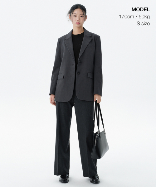 MUSINSA STANDARD WOMAN（ムシンサスタンダードウーマン）の「レディース特大ブレザー【グレー】（テーラードジャケット・レディース・その他・SMALL/MEDIUM/LARGE/X-LARGE/X-SMALL）」の3枚目の写真