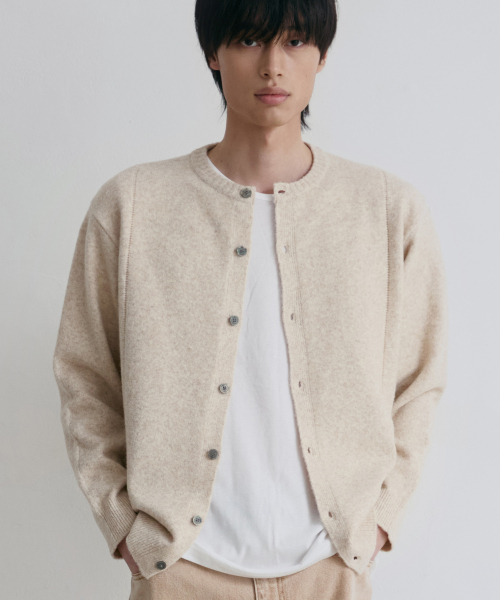 NODU（ノードユー）の「シングルラインラウンドカーディガン[ライトベージュ]（カーディガン/ボレロ・メンズ・その他・MEDIUM/LARGE）」の2枚目の写真
