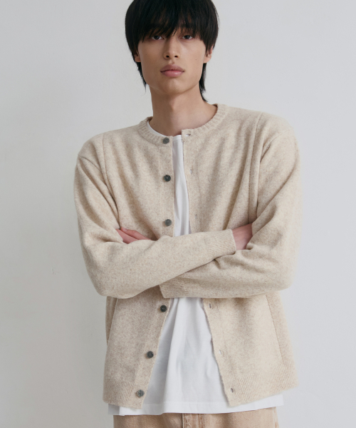 NODU（ノードユー）の「シングルラインラウンドカーディガン[ライトベージュ]（カーディガン/ボレロ・メンズ・その他・MEDIUM/LARGE）」の3枚目の写真