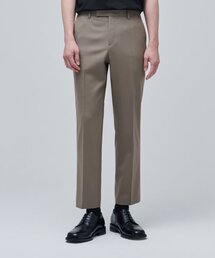 ウールブレンドリラックステーパードヒドゥンバンディングクロップスラックス[ダスティベージュ]