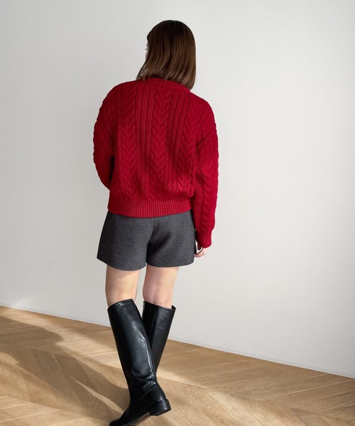 CANAL JEAN（キャナルジーン）の「El mar　ケーブルクルーニット（ニット/セーター・レディース・アイボリー/ブラック/レッド・ONE SIZE）」の13枚目の写真