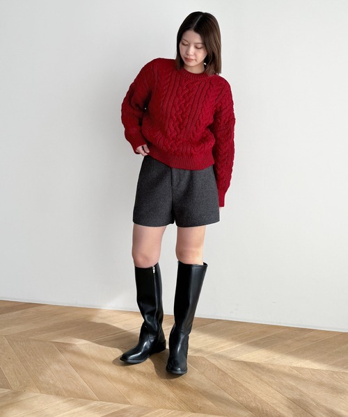 CANAL JEAN（キャナルジーン）の「El mar　ケーブルクルーニット（ニット/セーター・レディース・アイボリー/ブラック/レッド・ONE SIZE）」の14枚目の写真